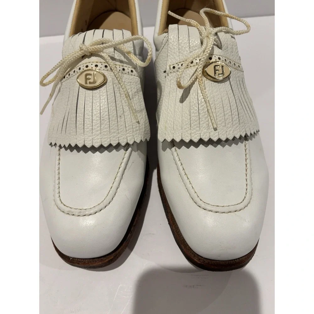 FootJoy‎ Classics Kiltie Golf Shoes 8C Softspikes Vintage Gold FJ Medallion RARE